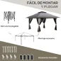 Carpa Plegable Pop-up con Altura Ajustable Protección UV50+ Doble Techo y Mosquiteras 4x4x2,8 m Gris Claro