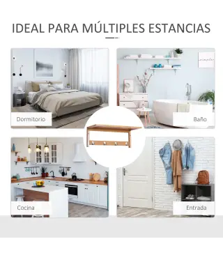 Perchero de Pared de Bambú