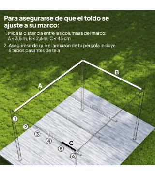 Techo de Repuesto Retráctil 3,5x2,6 m para Marco de 4x3 m Toldo de Tela Solo para Cenador Jardín con 10 Orificios Beige
