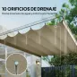Techo de Repuesto Retráctil 3,5x2,6 m para Marco de 4x3 m Toldo de Tela Solo para Cenador Jardín con 10 Orificios Beige