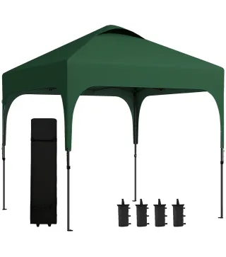 Carpa de Jardín 2,5x2,5x2,68 m Protección UV 50+ Ajustable en Altura con 4 Bolsas de Arena y Bolsa de Transporte Verde