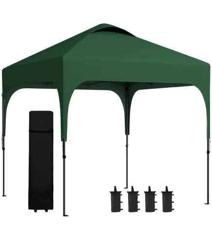 Carpa de Jardín 2,5x2,5x2,68 m Protección UV 50+ Ajustable en Altura con 4 Bolsas de Arena y Bolsa de Transporte Verde