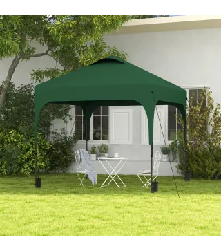 Carpa de Jardín 2,5x2,5x2,68 m Protección UV 50+ Ajustable en Altura con 4 Bolsas de Arena y Bolsa de Transporte Verde
