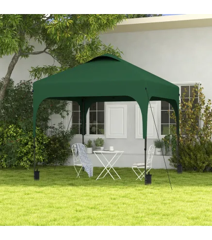 Carpa de Jardín 2,5x2,5x2,68 m Protección UV 50+ Ajustable en Altura con 4 Bolsas de Arena y Bolsa de Transporte Verde