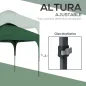 Carpa de Jardín 2,5x2,5x2,68 m Protección UV 50+ Ajustable en Altura con 4 Bolsas de Arena y Bolsa de Transporte Verde