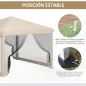 Cenador de Jardín 3x3 m con Mosquiteras Anti-UV Marco de Acero y Bolsa de Transporte para Patio Terraza Fiesta Beige