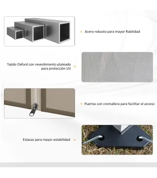 Cenador de Jardín 3x3 m con Mosquiteras Anti-UV Marco de Acero y Bolsa de Transporte para Patio Terraza Fiesta Beige