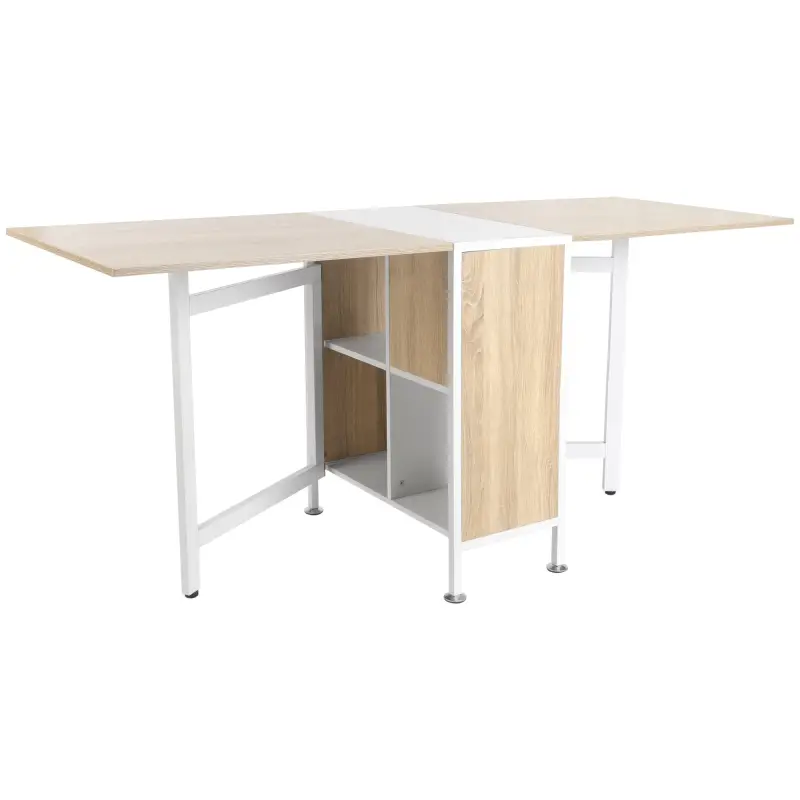 Mesa Plegable de Comedor, Mesa de Cocina Plegable, con Alas Abatibles, 4 Compartimentos, 3 Formas, Hasta 4 Personas, para Salón,