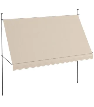 Toldo Manual Retráctil con Manivela 350x120x210-300 cm con Altura Ajustable Impermeable y Anti-UV Arena