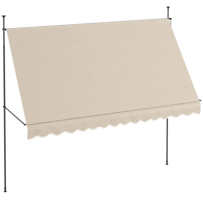 Toldo Manual Retráctil con Manivela 350x120x210-300 cm con Altura Ajustable Impermeable y Anti-UV Arena