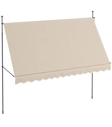 Toldo Manual Retráctil con Manivela 350x120x210-300 cm con Altura Ajustable Impermeable y Anti-UV Arena