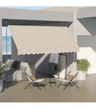 Toldo Manual Retráctil con Manivela 350x120x210-300 cm con Altura Ajustable Impermeable y Anti-UV Arena