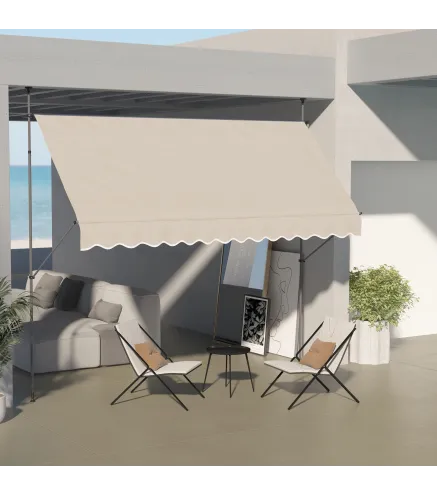 Toldo Manual Retráctil con Manivela 350x120x210-300 cm con Altura Ajustable Impermeable y Anti-UV Arena
