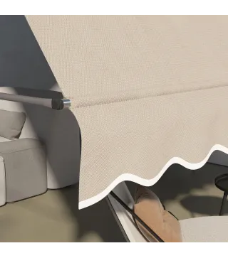 Toldo Manual Retráctil con Manivela 350x120x210-300 cm con Altura Ajustable Impermeable y Anti-UV Arena