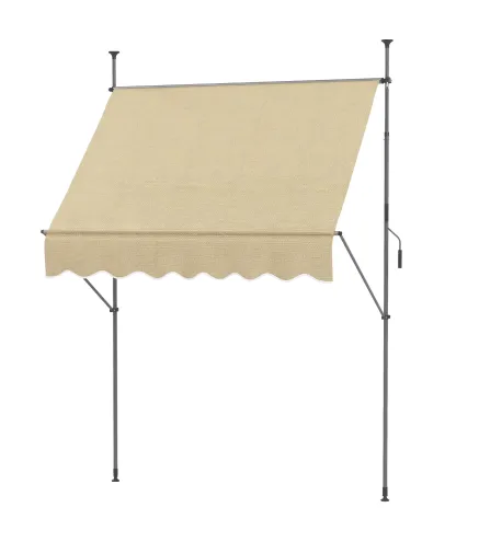 Toldo Manual Retráctil con Manivela 200x120x210-300 cm con Altura Ajustable Impermeable y Anti-UV Beige