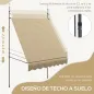 Toldo Manual Retráctil con Manivela 200x120x210-300 cm con Altura Ajustable Impermeable y Anti-UV Beige