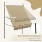 Toldo Manual Retráctil con Manivela 200x120x210-300 cm con Altura Ajustable Impermeable y Anti-UV Beige