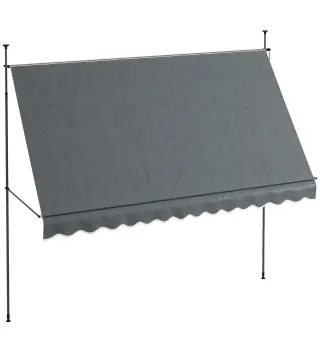 Toldo Manual Retráctil con Manivela 350x120x210-300 cm con Altura Ajustable Impermeable y Anti-UV Gris Oscuro