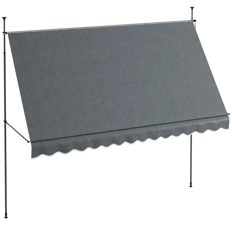 Toldo Manual Retráctil con Manivela 350x120x210-300 cm con Altura Ajustable Impermeable y Anti-UV Gris Oscuro