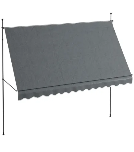 Toldo Manual Retráctil con Manivela 350x120x210-300 cm con Altura Ajustable Impermeable y Anti-UV Gris Oscuro