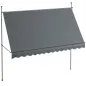 Toldo Manual Retráctil con Manivela 350x120x210-300 cm con Altura Ajustable Impermeable y Anti-UV Gris Oscuro