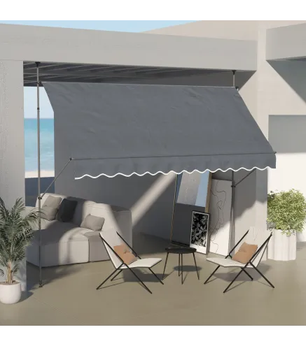Toldo Manual Retráctil con Manivela 350x120x210-300 cm con Altura Ajustable Impermeable y Anti-UV Gris Oscuro