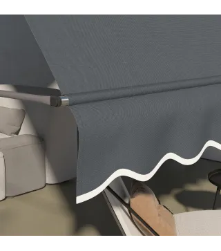 Toldo Manual Retráctil con Manivela 350x120x210-300 cm con Altura Ajustable Impermeable y Anti-UV Gris Oscuro