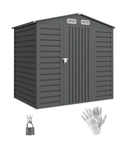 Caseta de Jardín Exterior 190x131x188 cm Cobertizo Metálico con 2 Ventilaciones y Puerta para Herramientas Gris