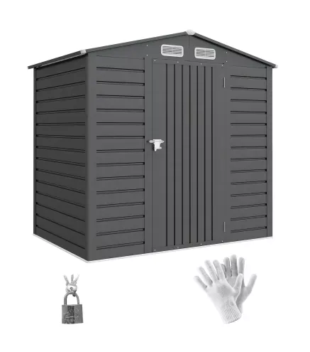 Caseta de Jardín Exterior 190x131x188 cm Cobertizo Metálico con 2 Ventilaciones y Puerta para Herramientas Gris