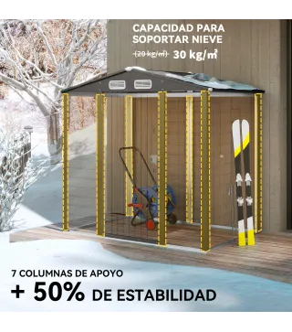 Caseta de Jardín Exterior 190x131x188 cm Cobertizo Metálico con 2 Ventilaciones y Puerta para Herramientas Gris