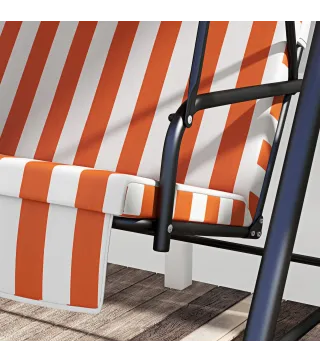 Balancín de Jardín Exterior Columpio de 3 Plazas con Toldo Ajustable y Marco de Acero 172x110x153 cm Naranja