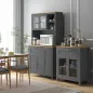 Alacena de Cocina Mueble Auxiliar de Cocina con 5 Puertas Estante Ajustable y Encimera de Microondas 100x40x180cm Gris