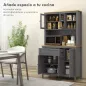 Alacena de Cocina Mueble Auxiliar de Cocina con 5 Puertas Estante Ajustable y Encimera de Microondas 100x40x180cm Gris