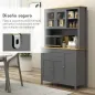 Alacena de Cocina Mueble Auxiliar de Cocina con 5 Puertas Estante Ajustable y Encimera de Microondas 100x40x180cm Gris