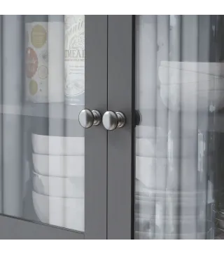 Alacena de Cocina Mueble Auxiliar de Cocina con 5 Puertas Estante Ajustable y Encimera de Microondas 100x40x180cm Gris