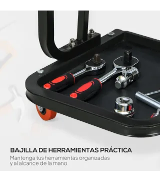 Taburete de Taller Móvil con Ruedas Bandeja para Herramientas y Estructura de Acero Carga 100 kg para Garaje Rojo
