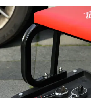 Taburete de Taller Móvil con Ruedas Bandeja para Herramientas y Estructura de Acero Carga 100 kg para Garaje Rojo