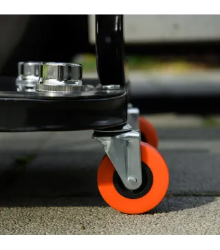 Taburete de Taller Móvil con Ruedas Bandeja para Herramientas y Estructura de Acero Carga 100 kg para Garaje Rojo