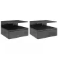 2 Mesitas de Noche Flotantes con 1 Cajón y Estante Abierto Diseño Moderno 35x32x22,5 cm Negro Brillo
