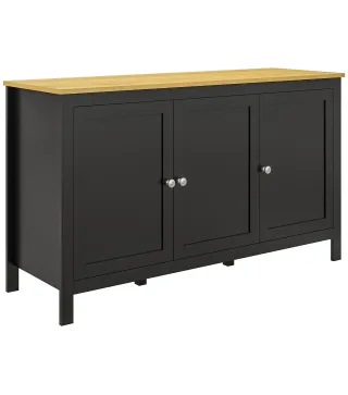 Aparador de 3 Puertas Aparador de Salón con Estantes Ajustables para Cocina Entrada Comedor Negro 120x40x70 cm