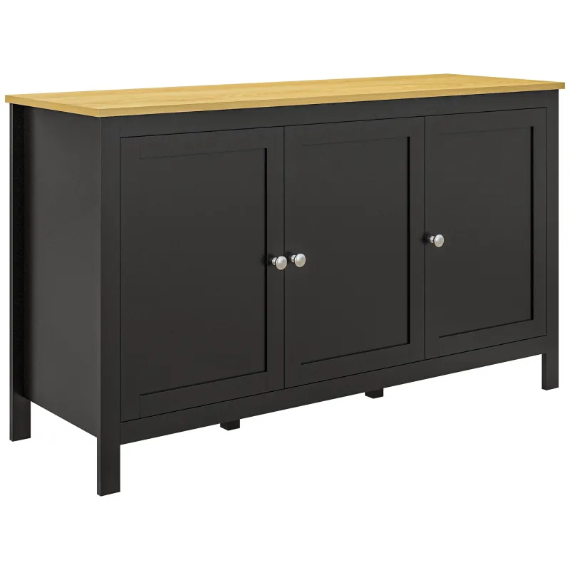 Aparador de 3 Puertas Aparador de Salón con Estantes Ajustables para Cocina Entrada Comedor Negro 120x40x70 cm