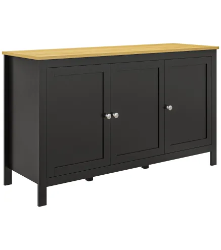 Aparador de 3 Puertas Aparador de Salón con Estantes Ajustables para Cocina Entrada Comedor Negro 120x40x70 cm