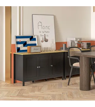 Aparador de 3 Puertas Aparador de Salón con Estantes Ajustables para Cocina Entrada Comedor Negro 120x40x70 cm