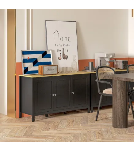 Aparador de 3 Puertas Aparador de Salón con Estantes Ajustables para Cocina Entrada Comedor Negro 120x40x70 cm