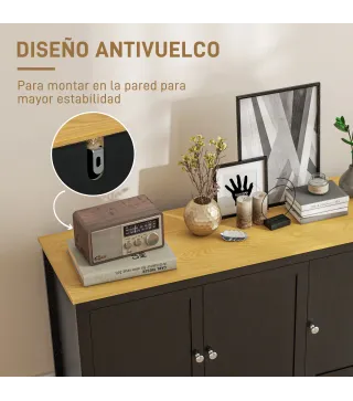 Aparador de 3 Puertas Aparador de Salón con Estantes Ajustables para Cocina Entrada Comedor Negro 120x40x70 cm