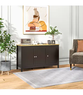 Aparador de 3 Puertas Aparador de Salón con Estantes Ajustables para Cocina Entrada Comedor Negro 120x40x70 cm