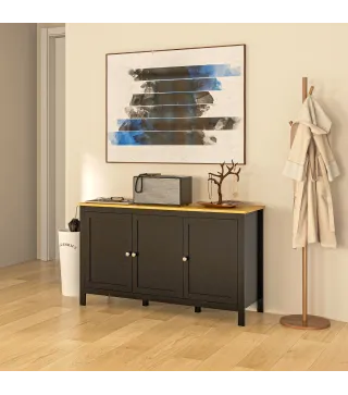 Aparador de 3 Puertas Aparador de Salón con Estantes Ajustables para Cocina Entrada Comedor Negro 120x40x70 cm