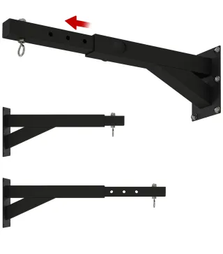 Soporte Saco Boxeo de Pared con Distancia Ajustable Gancho Giratorio Cadenas 45-65 cm Negro