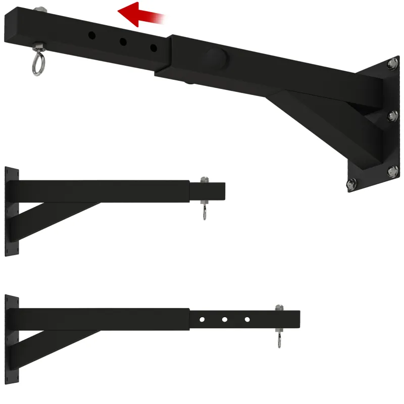 Soporte Saco Boxeo de Pared con Distancia Ajustable Gancho Giratorio Cadenas 45-65 cm Negro