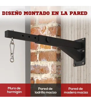 Soporte Saco Boxeo de Pared con Distancia Ajustable Gancho Giratorio Cadenas 45-65 cm Negro
